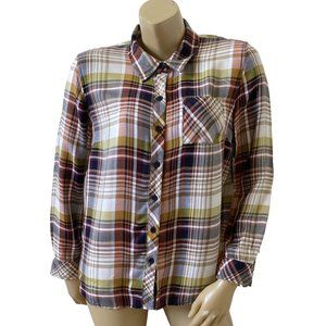 CHRISTOPHER & BANKS Womens Size PL Plaid Long Sleeve Button Front Shirt